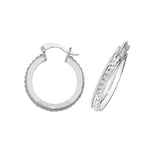 Sterling Silver Hoop Earrings with Crystals 15 MM - NiaYou Jewellery