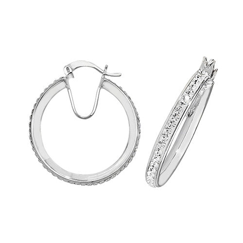 Sterling Silver Hoop Earrings with Crystals 20 MM - NiaYou Jewellery
