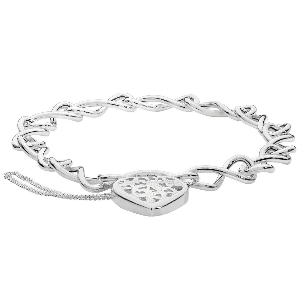 Sterling Silver Infinity Bracelet with Heart Padlock - NiaYou Jewellery