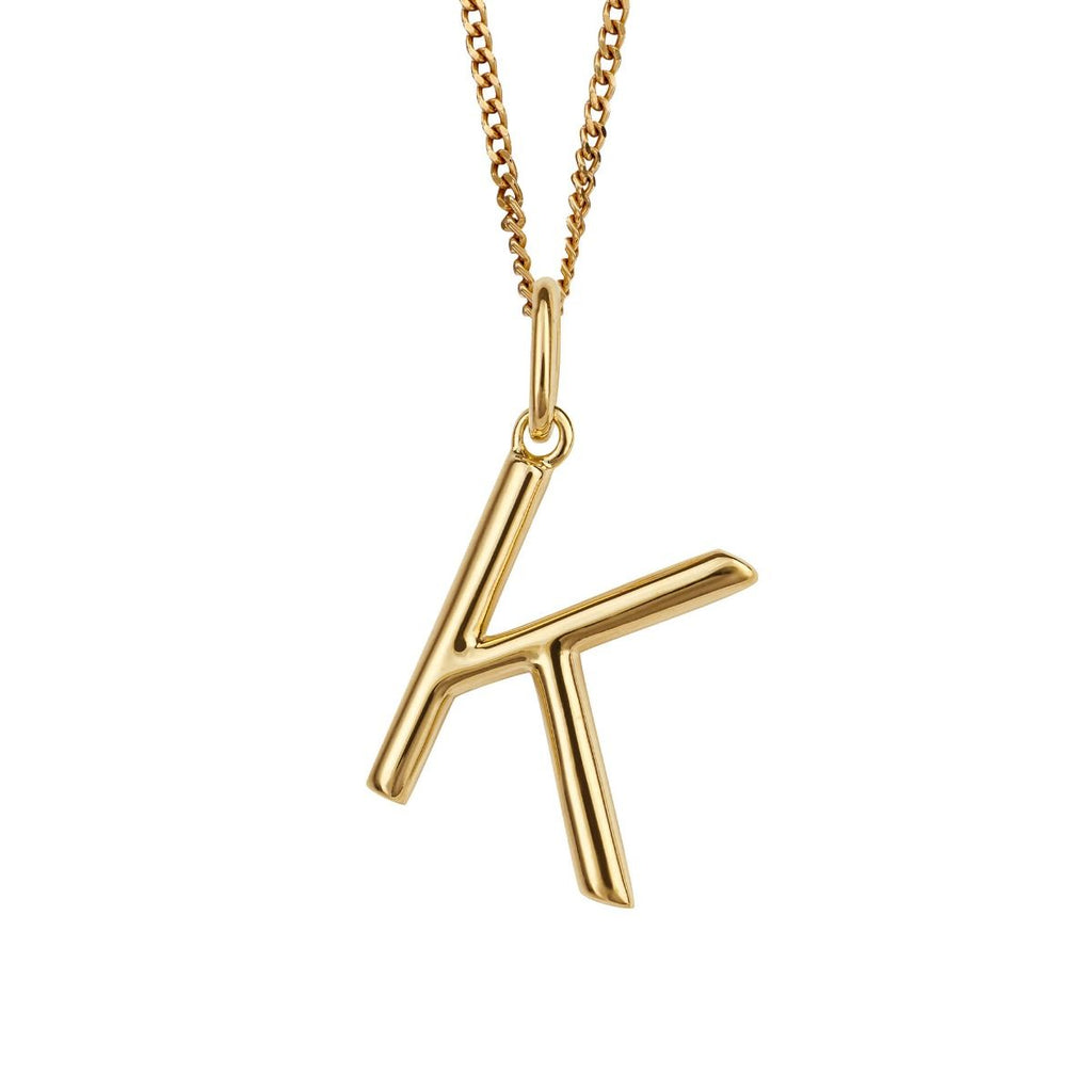 Sterling Silver Initial Pendant Yellow Gold Plated A to Z with Chain - NiaYou Jewellery