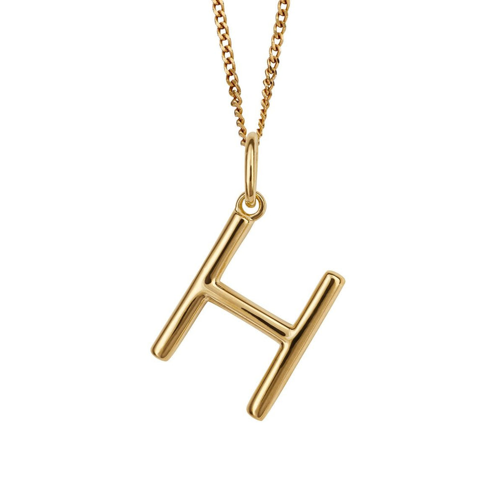 Sterling Silver Initial Pendant Yellow Gold Plated A to Z with Chain - NiaYou Jewellery