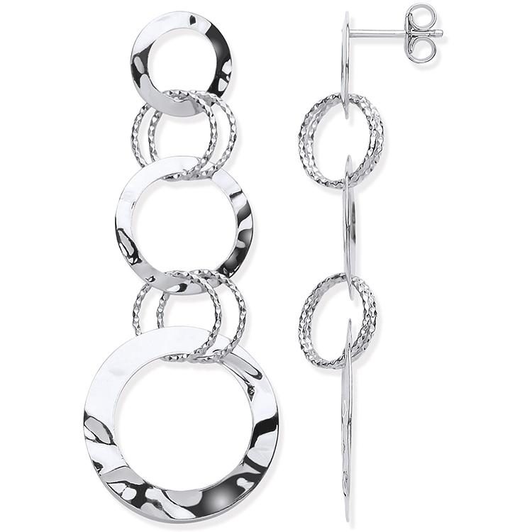 Sterling Silver Interlinked Circles Drop Earrings - NiaYou Jewellery