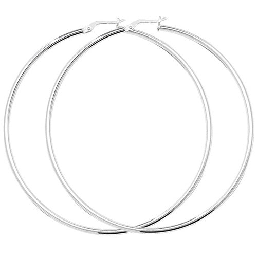 Sterling Silver Large Plain Hoop Earrings 60 MM - NiaYou Jewellery