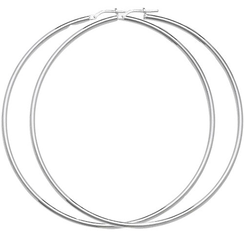 Sterling Silver Large Plain Hoop Earrings 70 MM - NiaYou Jewellery