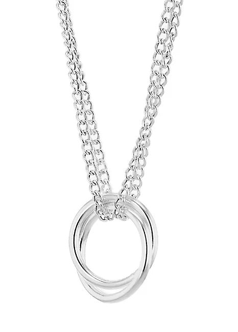 Sterling Silver ’Linked Rings’ Double-Curb-Chain Necklace - NiaYou Jewellery