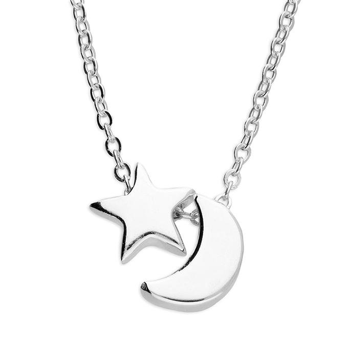 Sterling Silver Moon and Star Necklace - NiaYou Jewellery