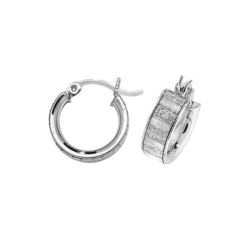 Sterling Silver Moondust Hoop Earrings 10 MM - NiaYou Jewellery