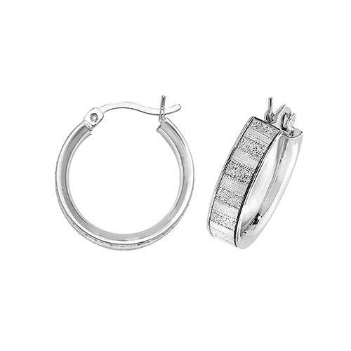 Sterling Silver Moondust Hoop Earrings 15 MM - NiaYou Jewellery