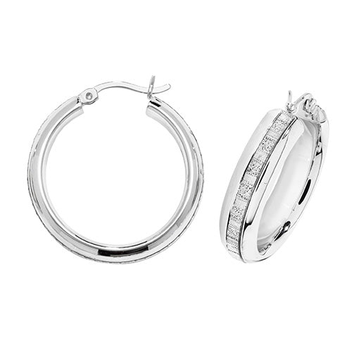 Sterling Silver Moondust Hoop Earrings 20 MM - NiaYou Jewellery