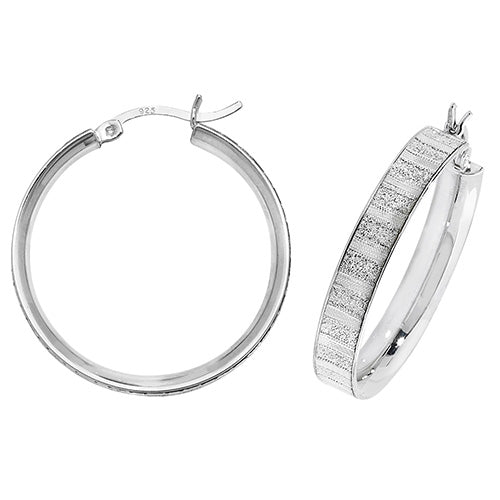 Sterling Silver Moondust Hoop Earrings 25 MM - NiaYou Jewellery