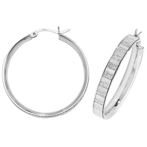 Sterling Silver Moondust Hoop Earrings 30 MM - NiaYou Jewellery