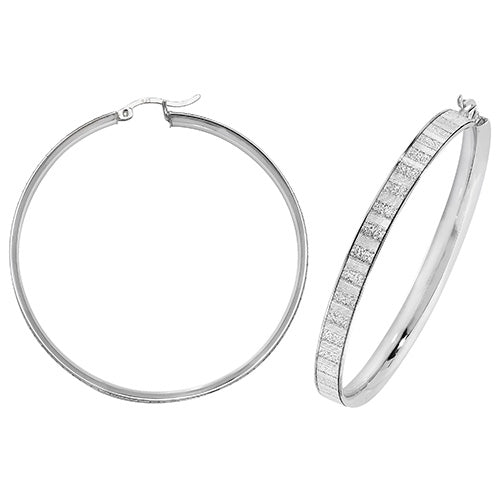 Sterling Silver Moondust Hoop Earrings 50 MM - NiaYou Jewellery