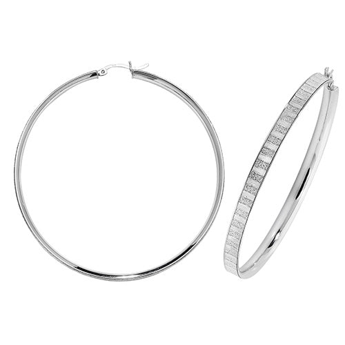 Sterling Silver Moondust Hoop Earrings 60 MM - NiaYou Jewellery