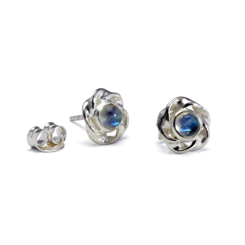 Sterling Silver Moonstone Flower Stud Earrings - NiaYou Jewellery
