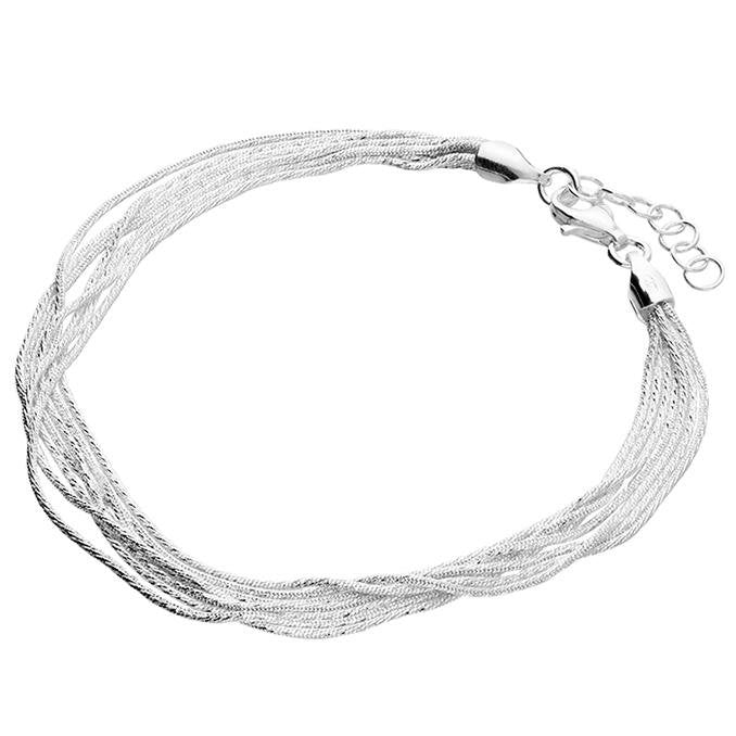 Sterling Silver Multi Strand Snake Chain Bracelet - NiaYou Jewellery