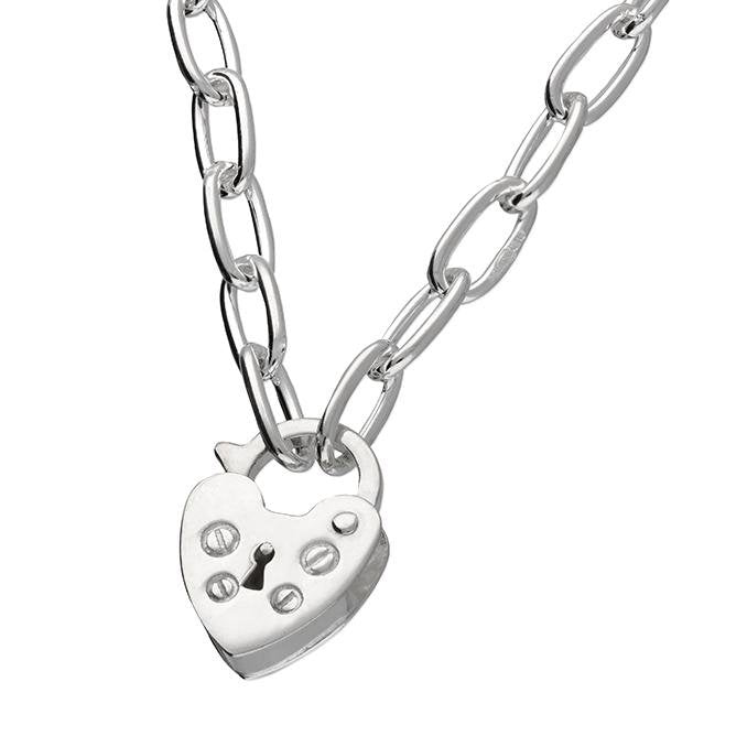 Sterling Silver Necklace Oval Links Chain with Padlock Clasp - NiaYou Jewellery