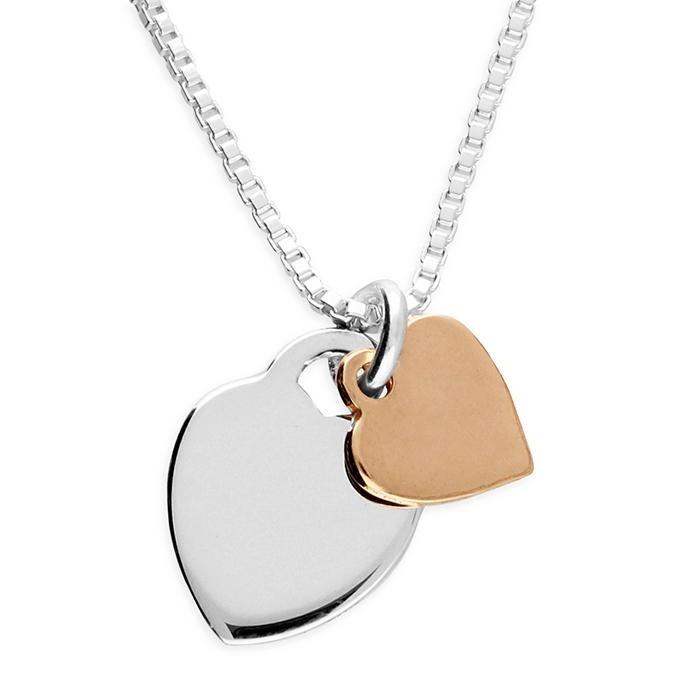 Sterling Silver Necklace with Rose Gold Plated Double Heart - NiaYou Jewellery