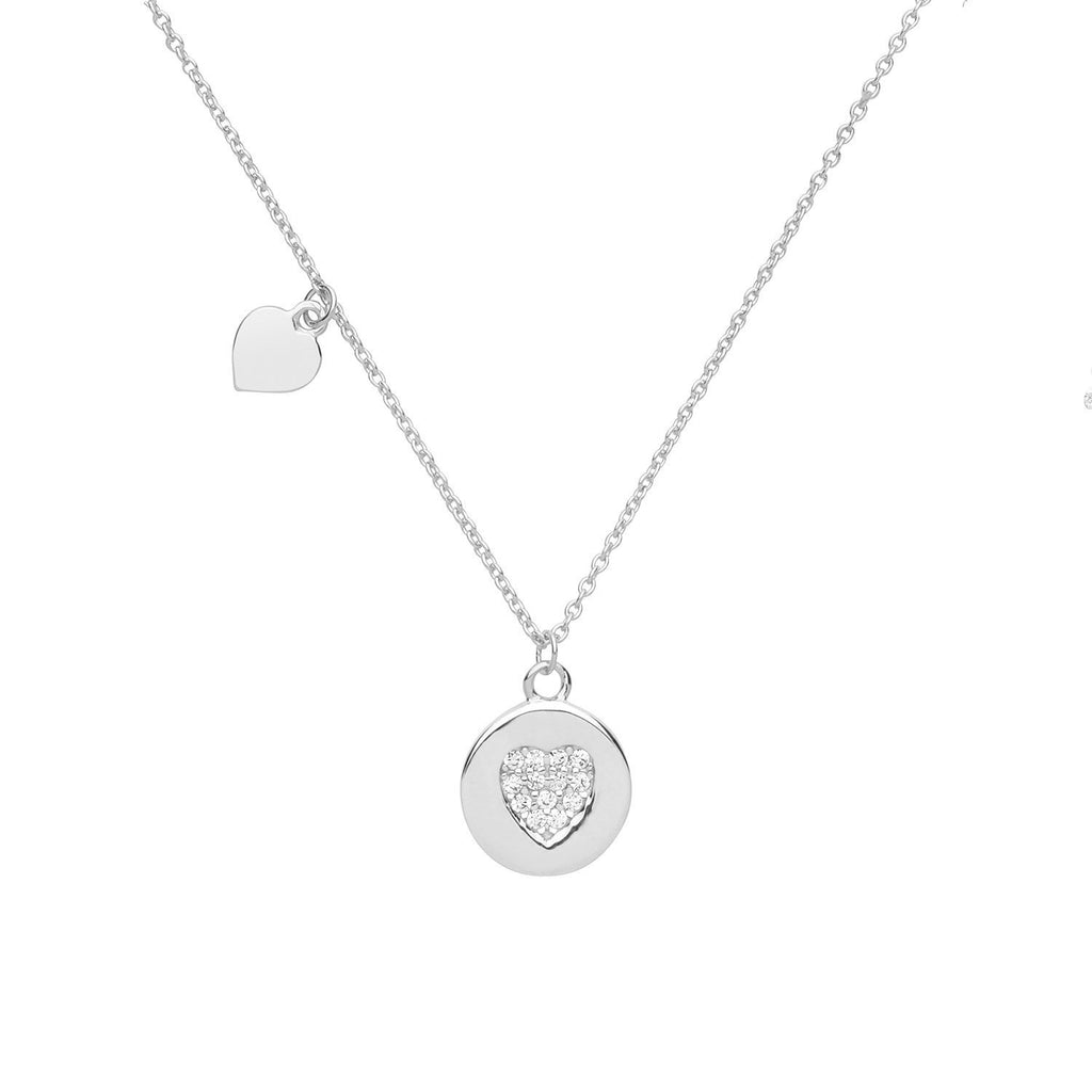 Sterling Silver Necklace with Two Heart Pendant - NiaYou Jewellery