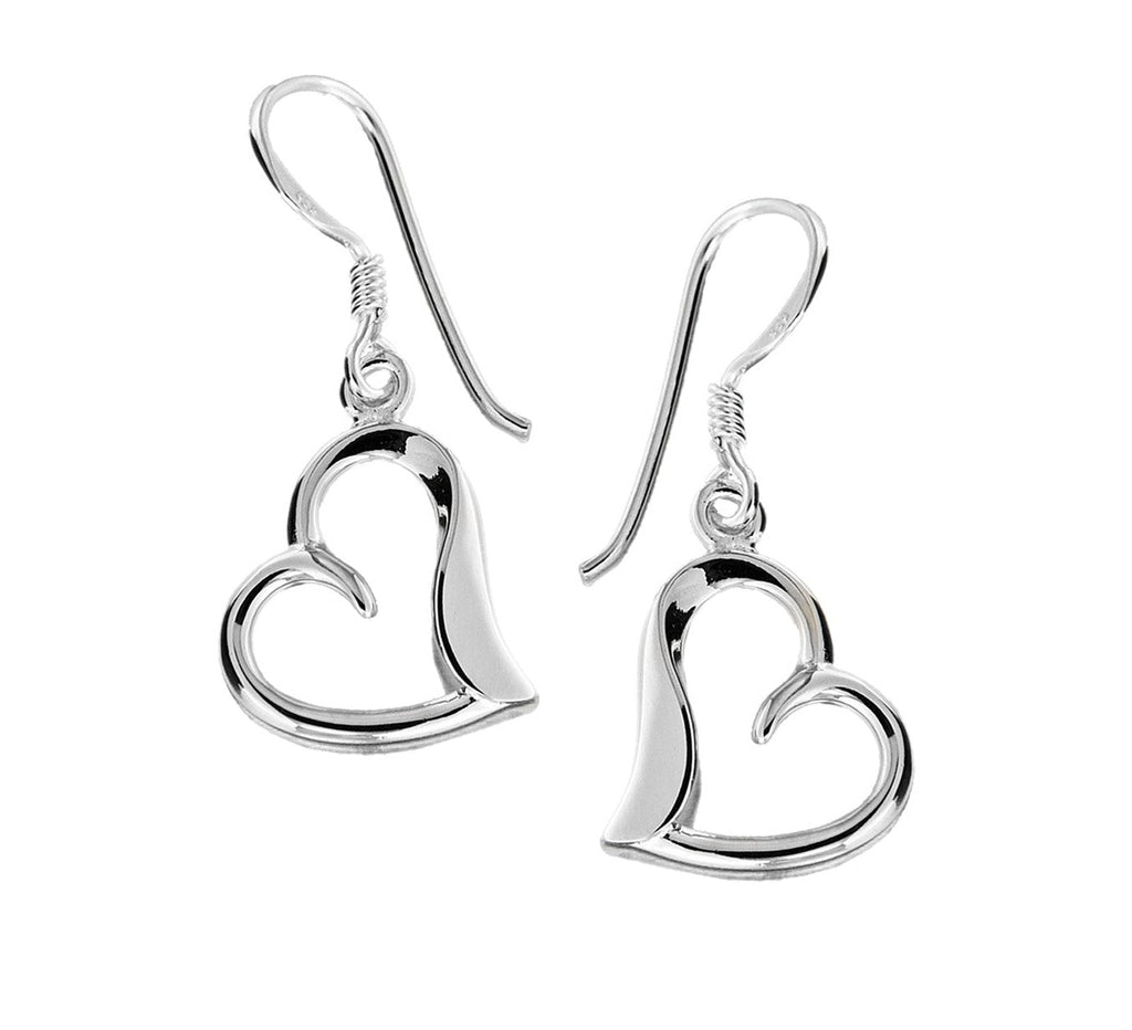 Sterling Silver Open Heart Drop Earrings - NiaYou Jewellery