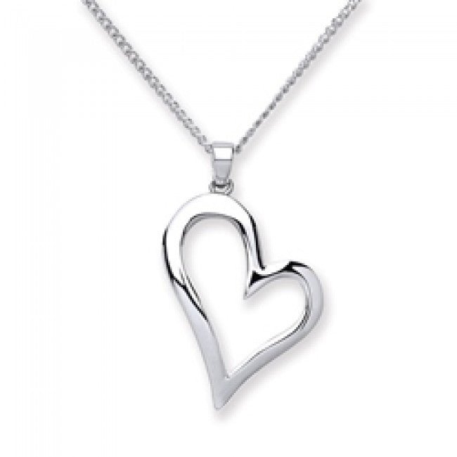 Sterling Silver Open Heart Pendant Necklace - NiaYou Jewellery