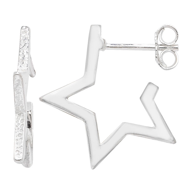 Sterling Silver Open Star Hoop Earrings - NiaYou Jewellery