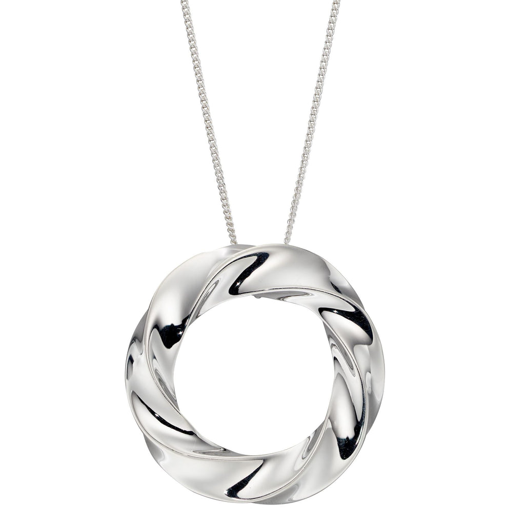 Sterling Silver Organic Circle Twisted Pendant Necklace - NiaYou Jewellery