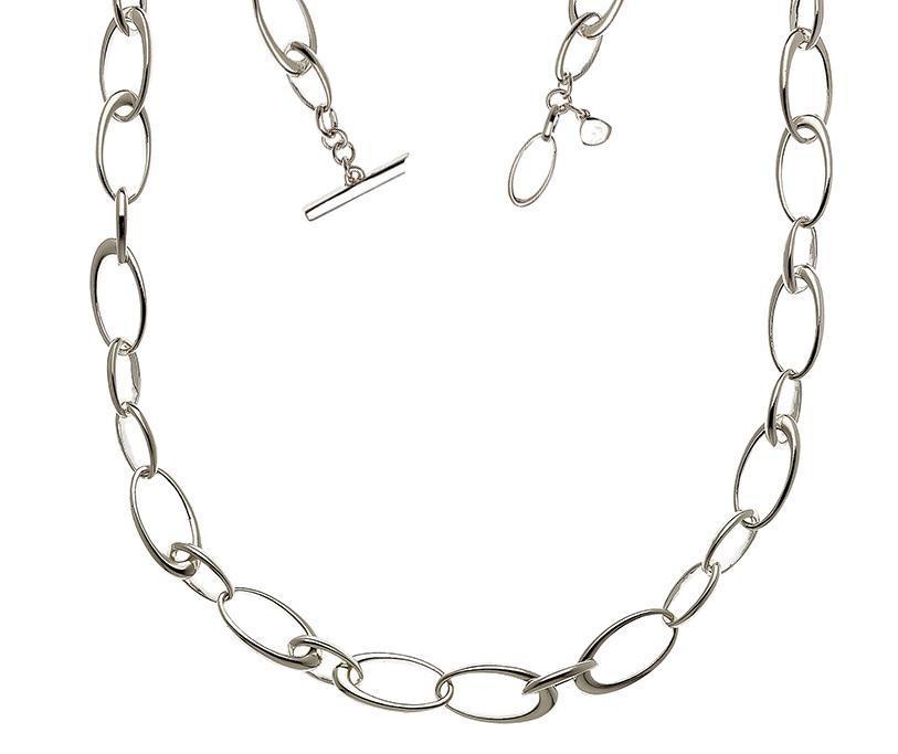 Sterling Silver Oval Links Chain Necklace with T- Bar - NiaYou Jewellery