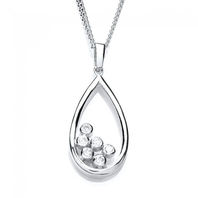 Sterling Silver Oval Pendant with Cubic Zirconia - NiaYou Jewellery