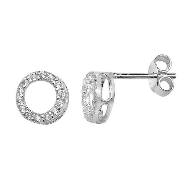Sterling Silver Pave Circle Stud Earrings - NiaYou Jewellery