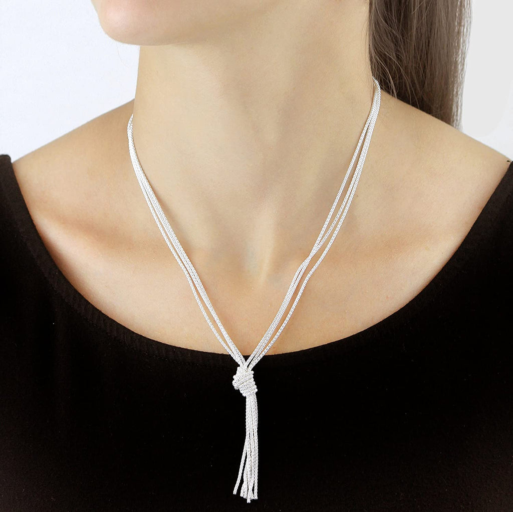 Sterling Silver Popcorn Knot Tassel Necklace - NiaYou Jewellery