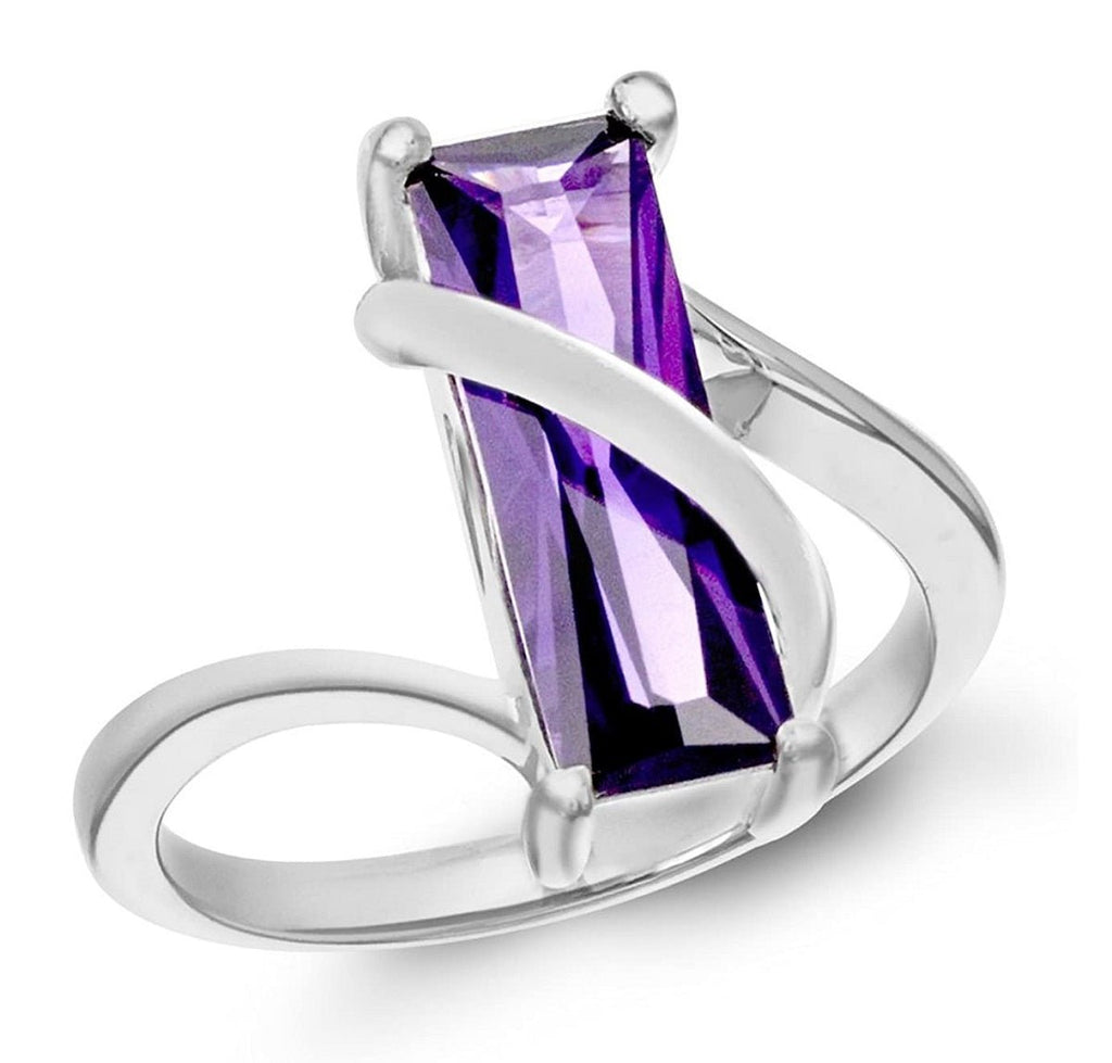 Sterling Silver Purple Cubic Zirconia Wrap Cocktail Ring - NiaYou Jewellery