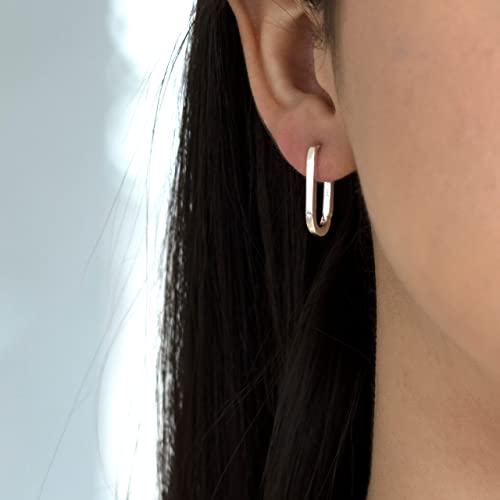 Sterling Silver Rectangular Hoop Creole Earrings - NiaYou Jewellery