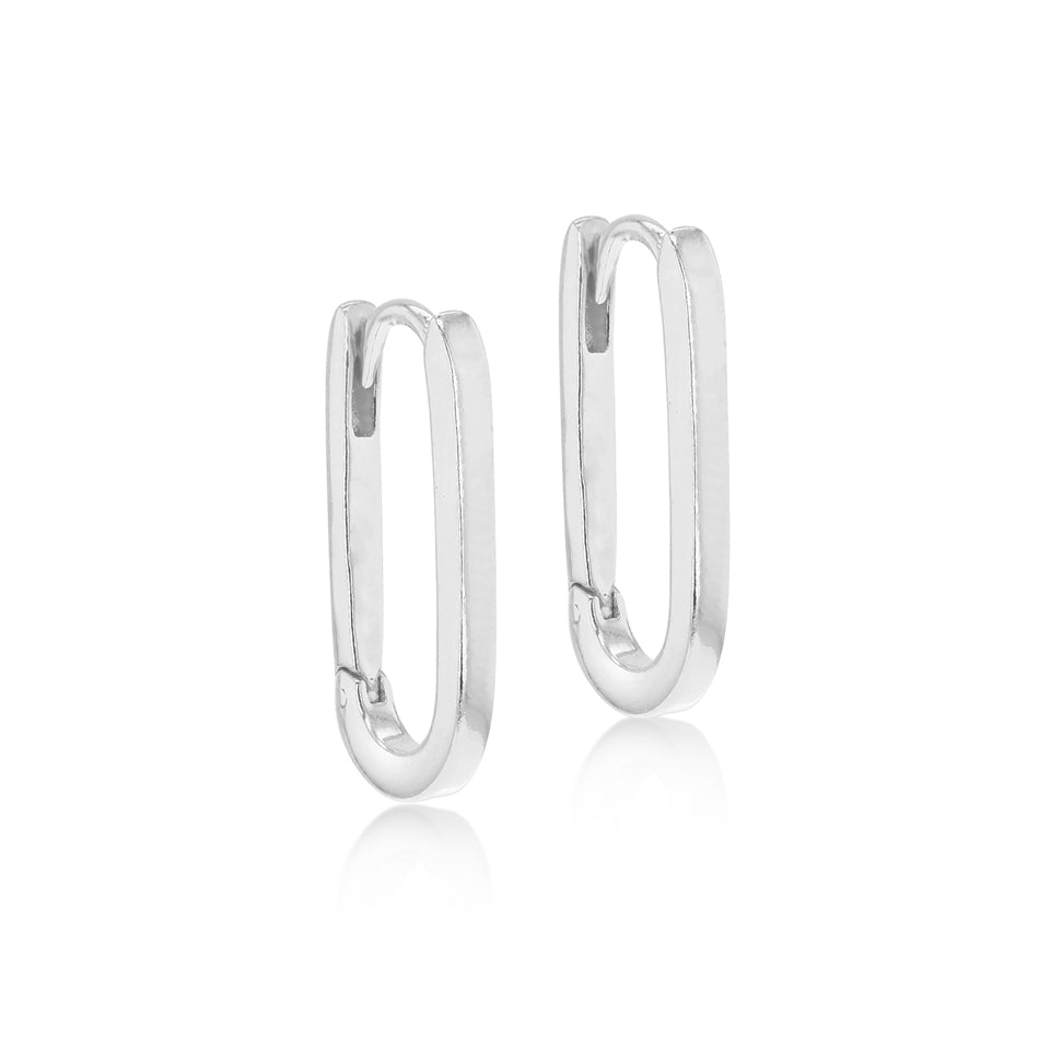 Sterling Silver Rectangular Hoop Creole Earrings - NiaYou Jewellery