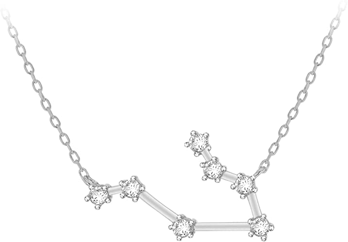 Sterling Silver Rhodium Plated CZ Star Zodiac Constellation Necklace - NiaYou Jewellery