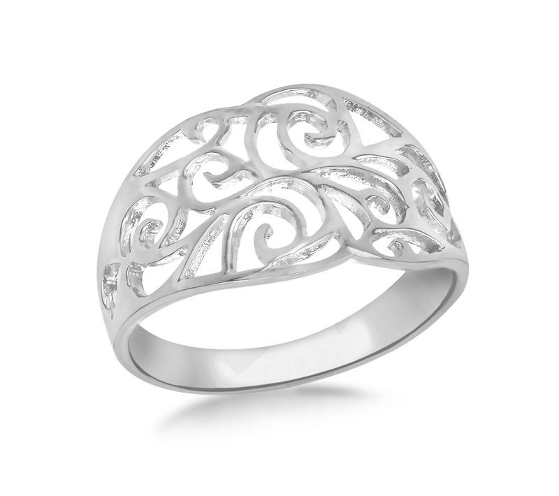 Sterling Silver Rhodium Plated Filigree Ring - NiaYou Jewellery