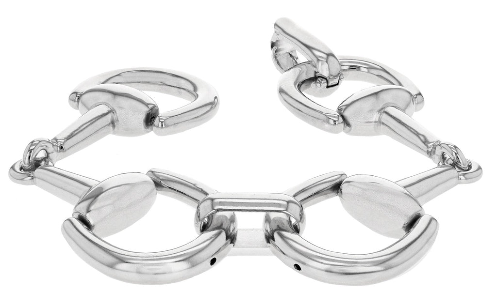 Sterling Silver Rhodium Plated Stirrup Link Bracelet 20 cm - NiaYou Jewellery