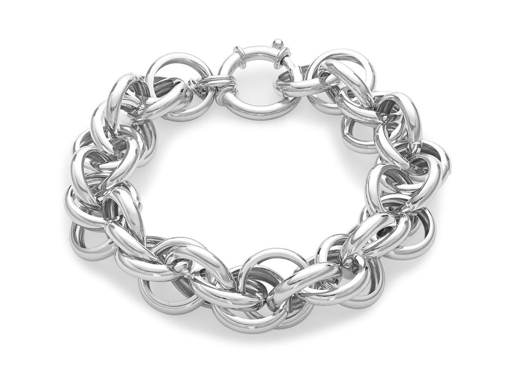 Sterling Silver Rhodium Prince of Wales Chain Bracelet 20 cm - NiaYou Jewellery
