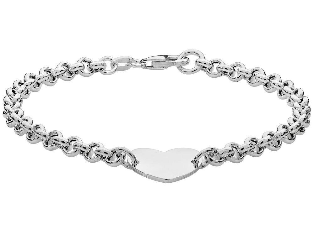 Sterling Silver Rolo Chain Ladies Bracelet with Heart Tag - NiaYou Jewellery