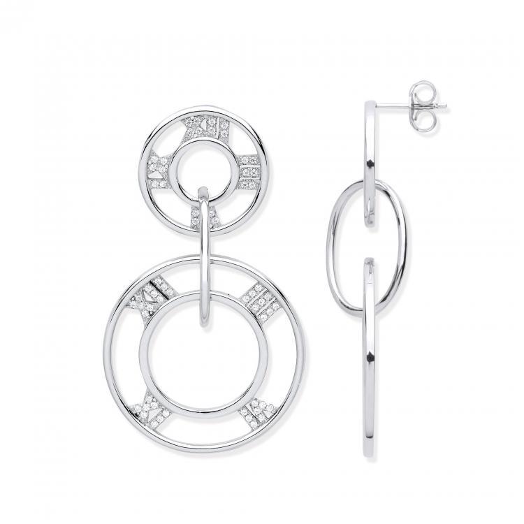 Sterling Silver Roman Numerals Circle Drop Earrings - NiaYou Jewellery