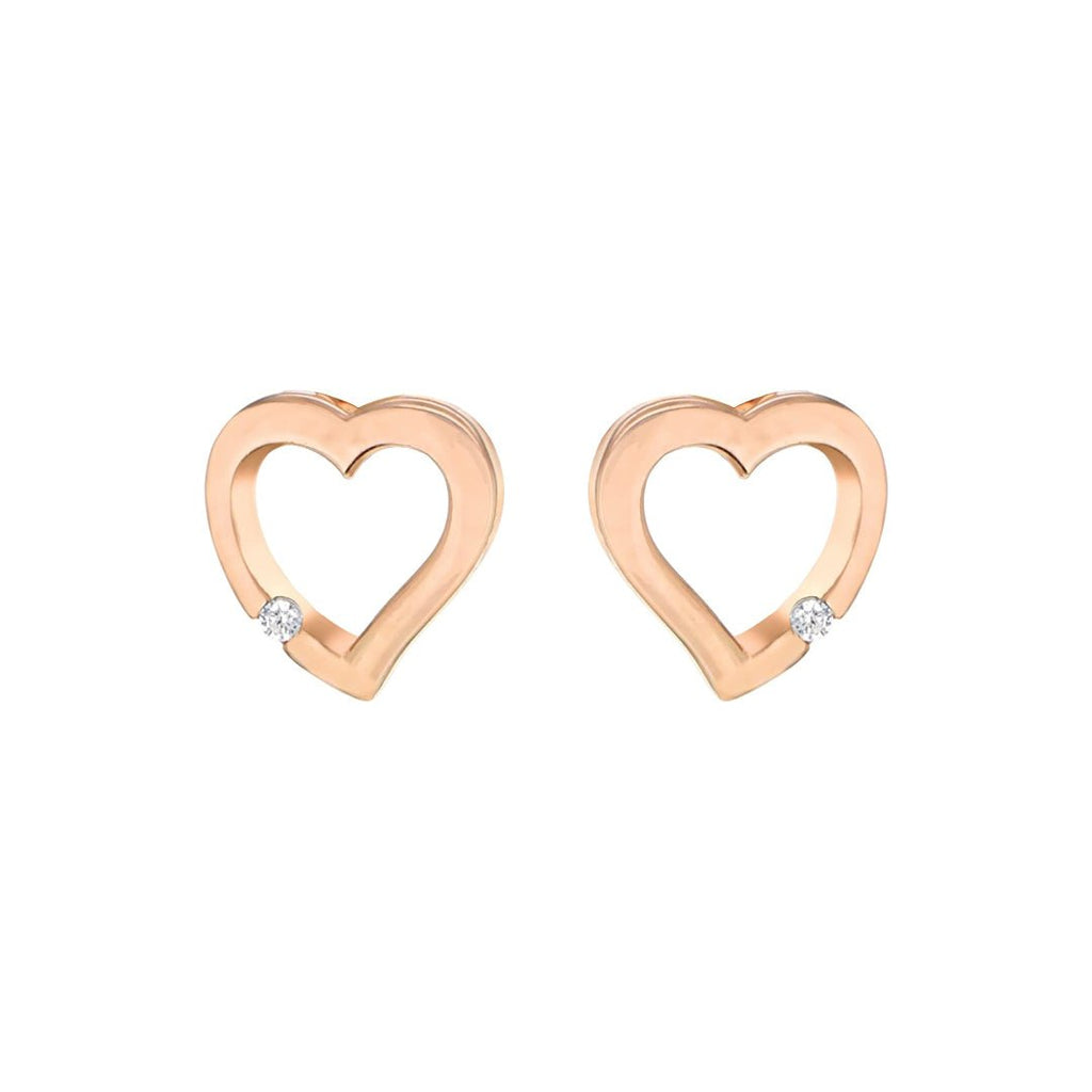 Sterling Silver Rose Gold Open Heart Stud Earrings - NiaYou Jewellery