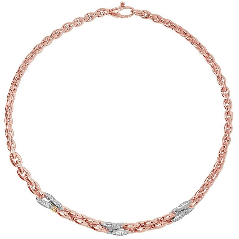 Sterling Silver Rose Gold Plated Chain Necklace with Cubic Zirconia - NiaYou Jewellery