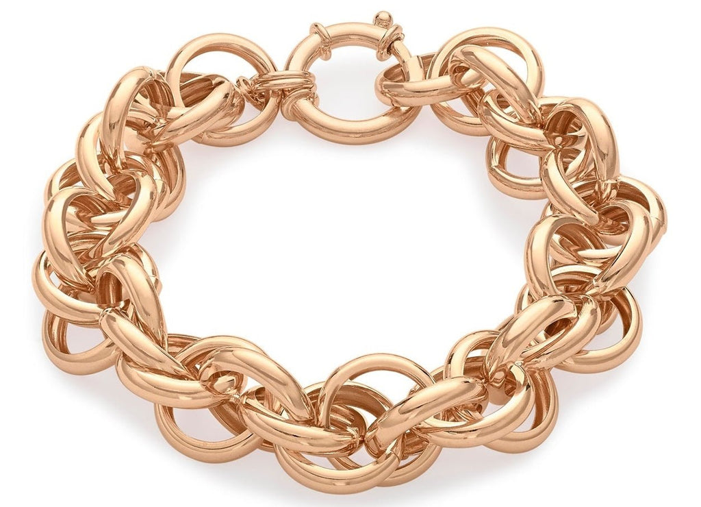 Sterling Silver Rose Gold Prince of Wales Chain Bracelet 20 cm - NiaYou Jewellery