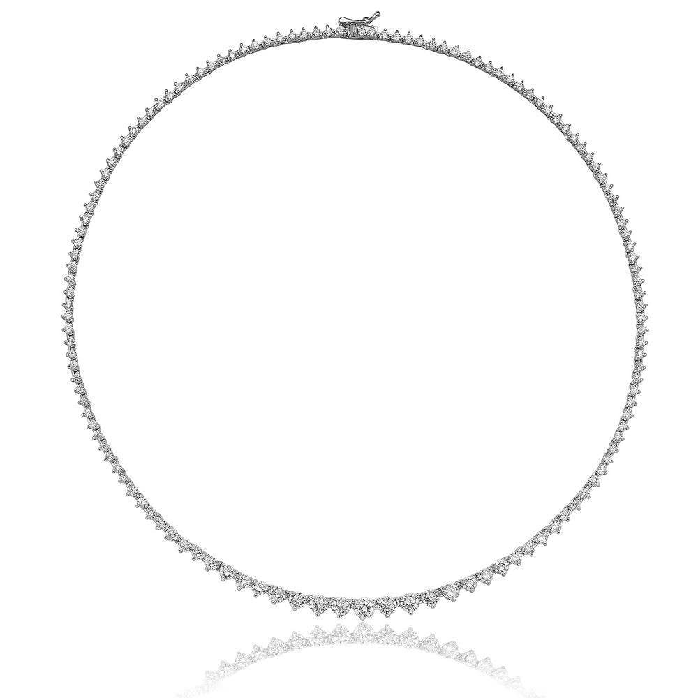 Sterling Silver Round Cubic Zirconia Graduated Tennis Necklace - NiaYou Jewellery