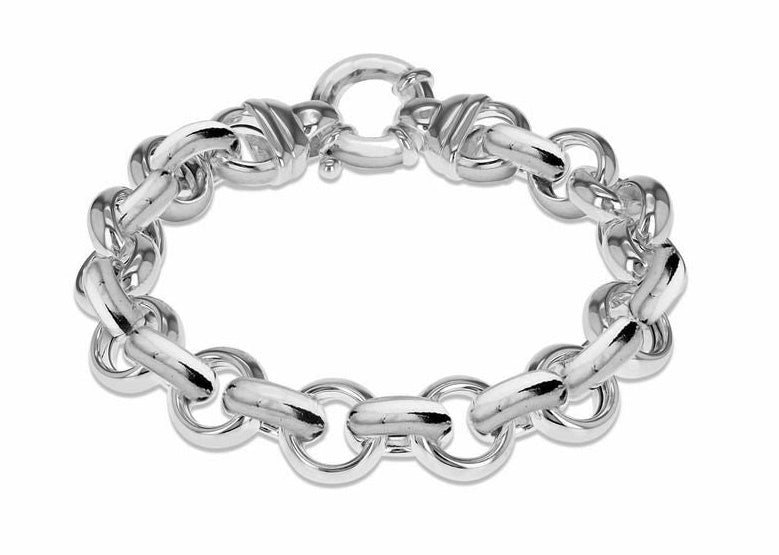 Sterling Silver Round Link Rolo Belcher Bracelet 20 cm - NiaYou Jewellery