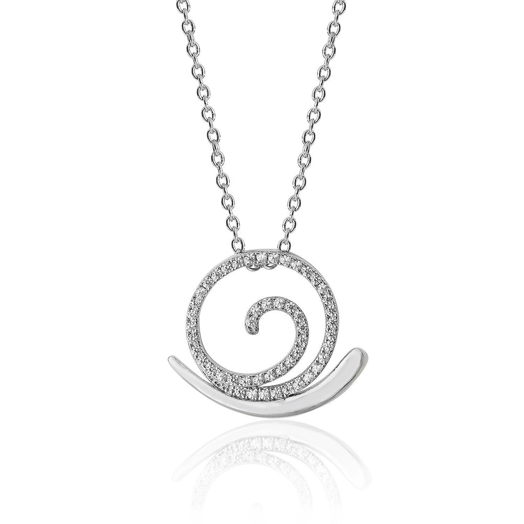 Sterling Silver Snail Pendant Necklace with Cubic Zirconia - NiaYou Jewellery