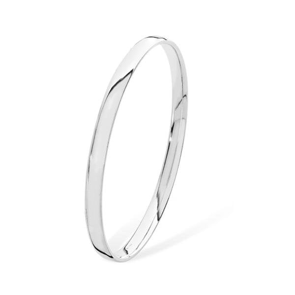 Sterling Silver Solid Plain Ladies Bangle - NiaYou Jewellery