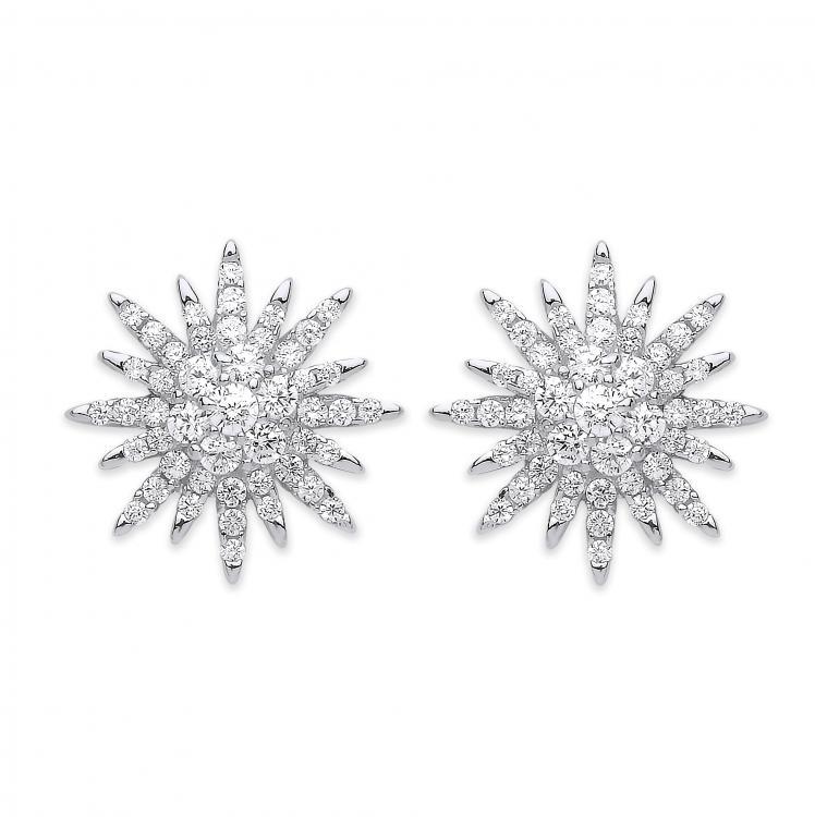 Sterling Silver Sparkling Star Stud Earrings - NiaYou Jewellery