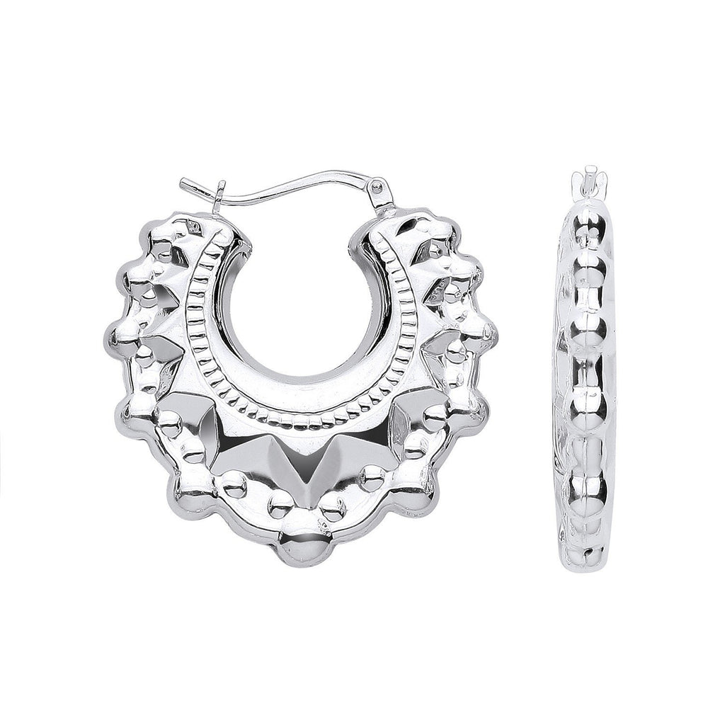 Sterling Silver Spike Creole Hoop Earrings 30 MM - NiaYou Jewellery