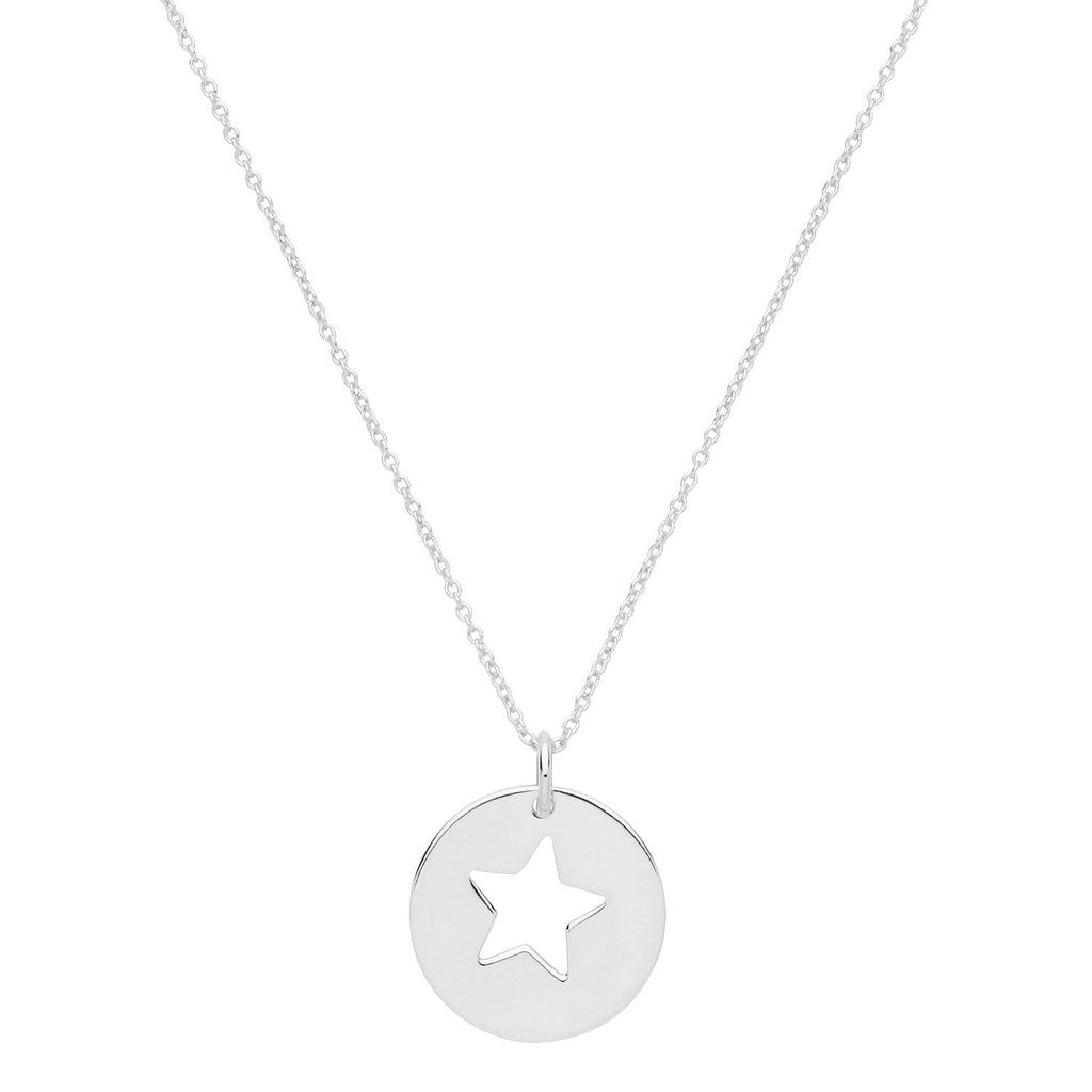 Sterling Silver Star Disc Pendant Necklace - NiaYou Jewellery