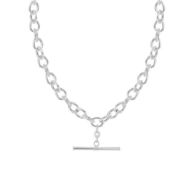 Sterling Silver T-Bar Albert Clasp Necklace - NiaYou Jewellery